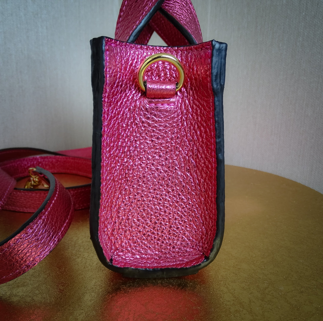 Mini Tote bag | Metallic roze