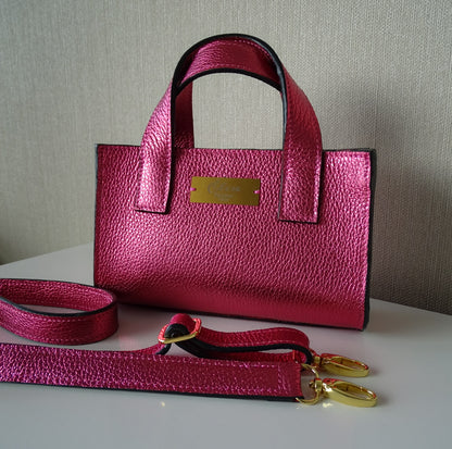 Mini Tote bag | Metallic roze